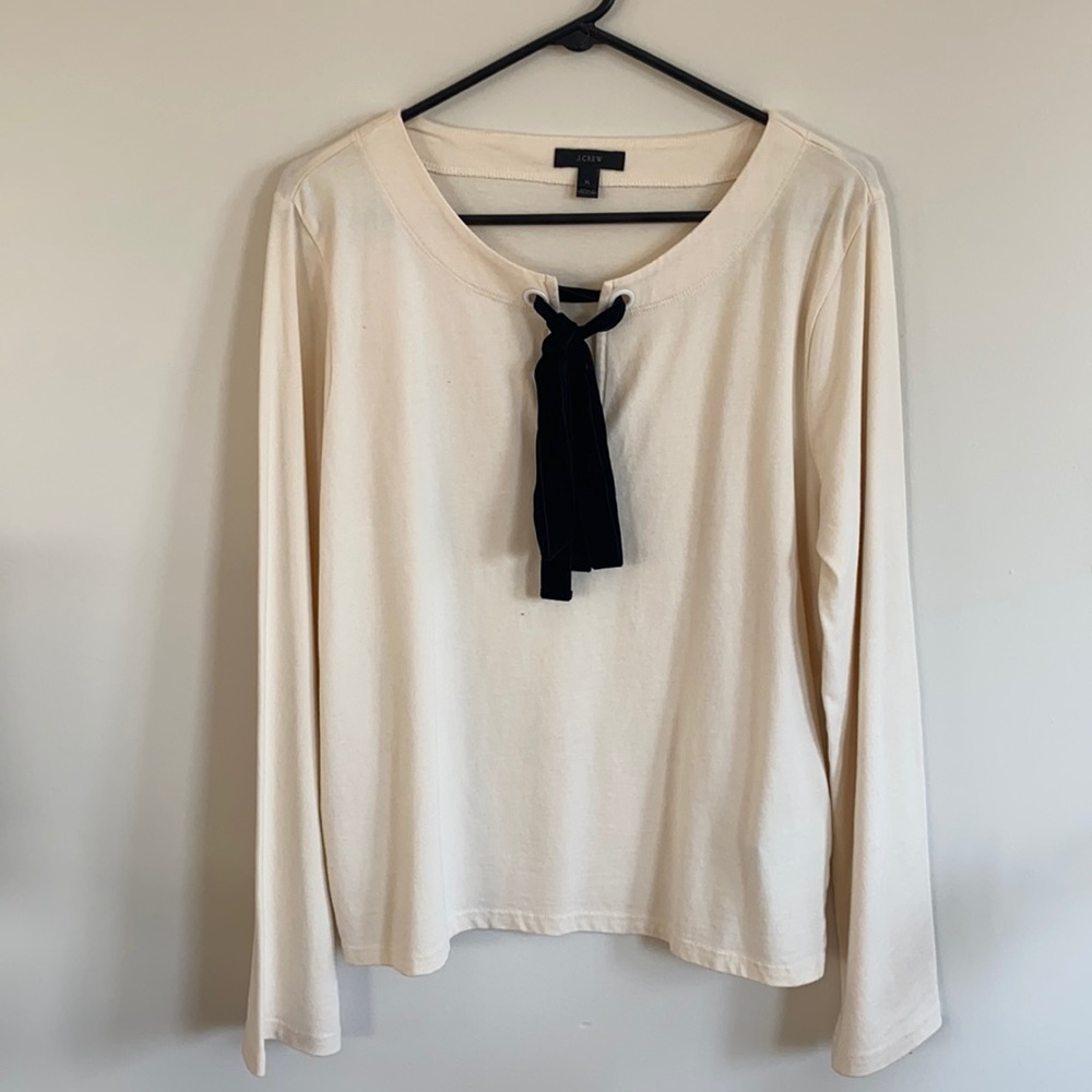 J.Crew XL Tie-Neck Cotton Pullover